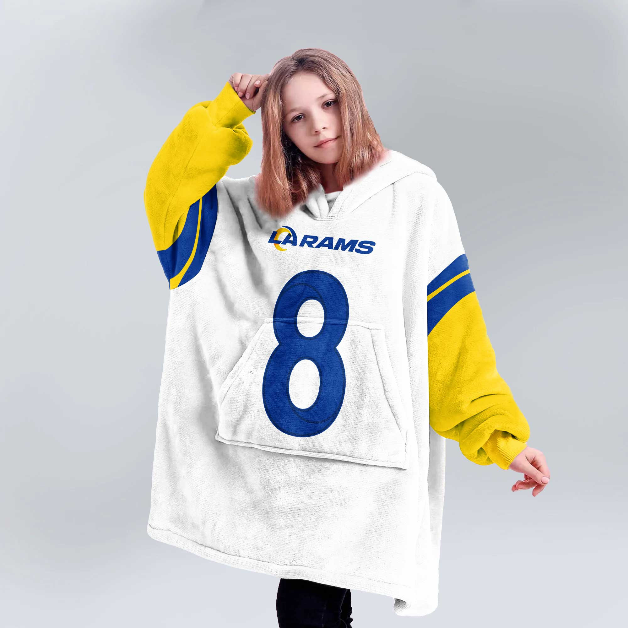 Kid J.V 8 Los Angeles R Football Unisex Blanket Hoodie