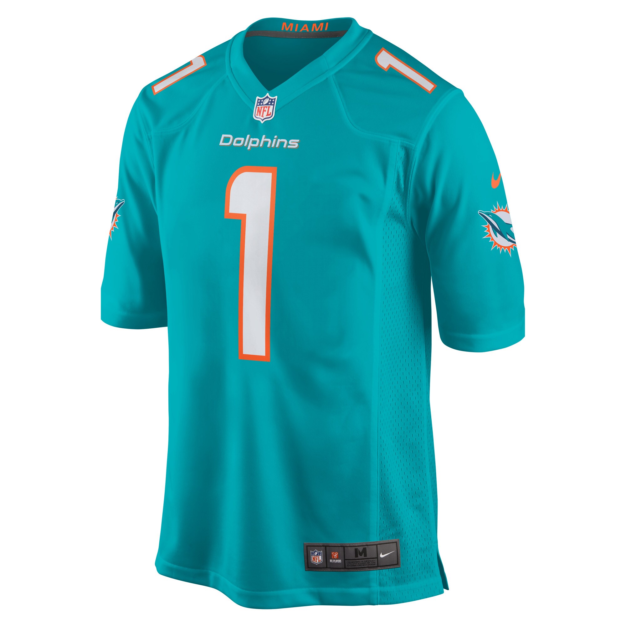 Number 1 Groom Miami Dolphins Game Jersey - Aqua