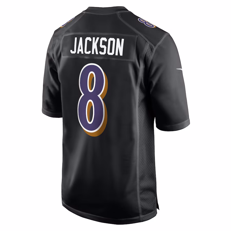 Men's Lamar Jackson #8 Carbon Black Baltimore Ravens Fashion Jersey
