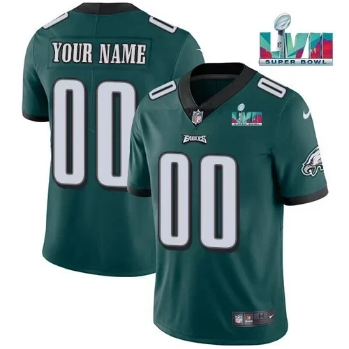 Men's Players Limited Custom Jersey Super Bowl LVII Patch-Green & Black & White