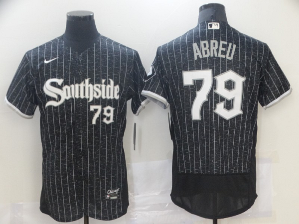 Men's  Chicago White Sox #79 Jose Abreu Black MLB 2021 City Connect Player Jersey