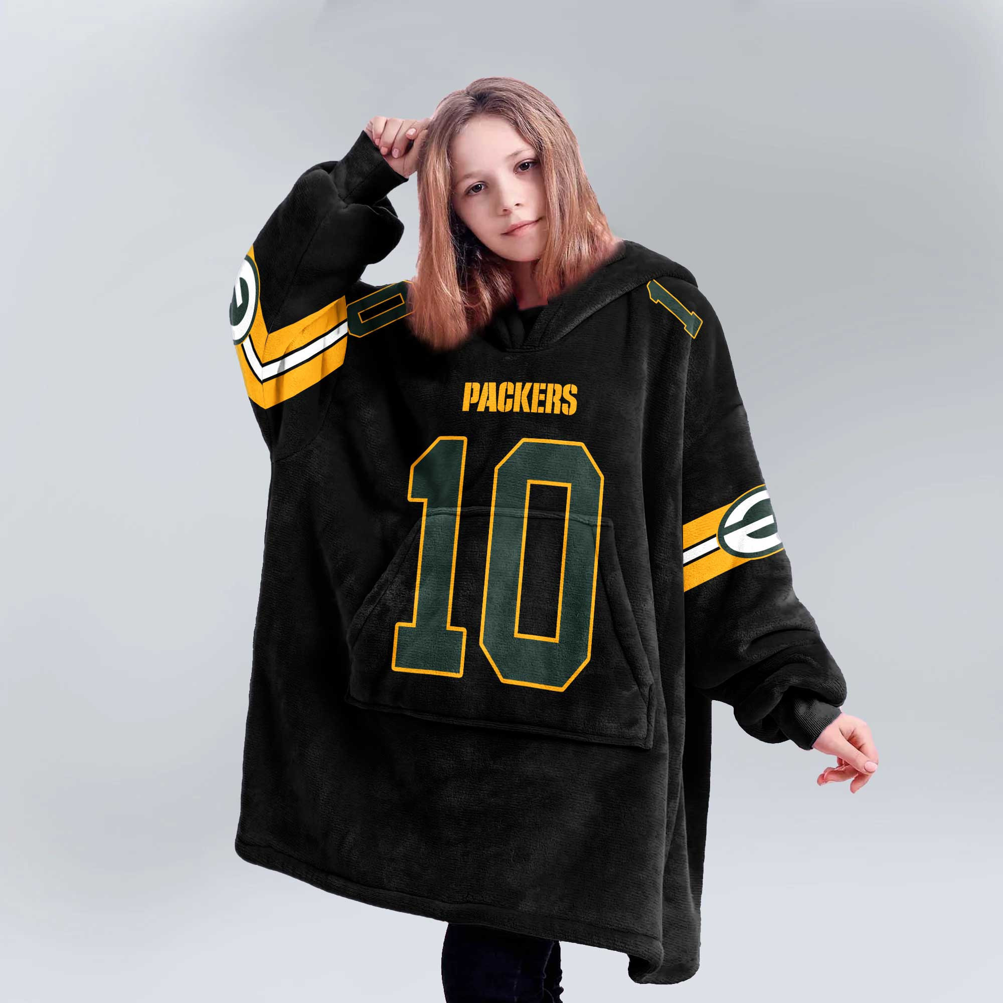 Kid 10 Green Bay Football Unisex Blanket Hoodie