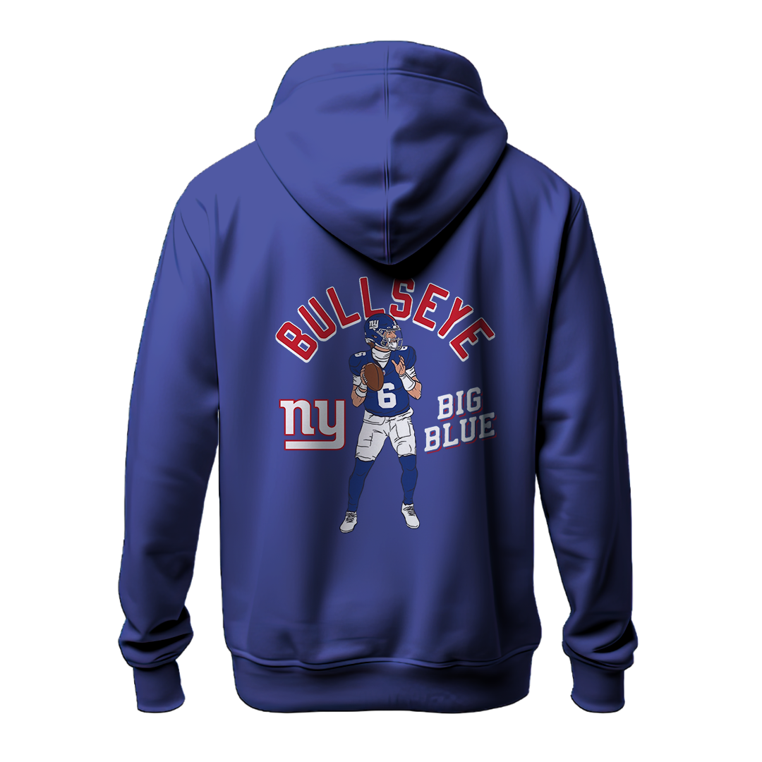 Jaxson Dart #6 New York Giants 2025 Blue Gridiron Hoodie – Fan Edition