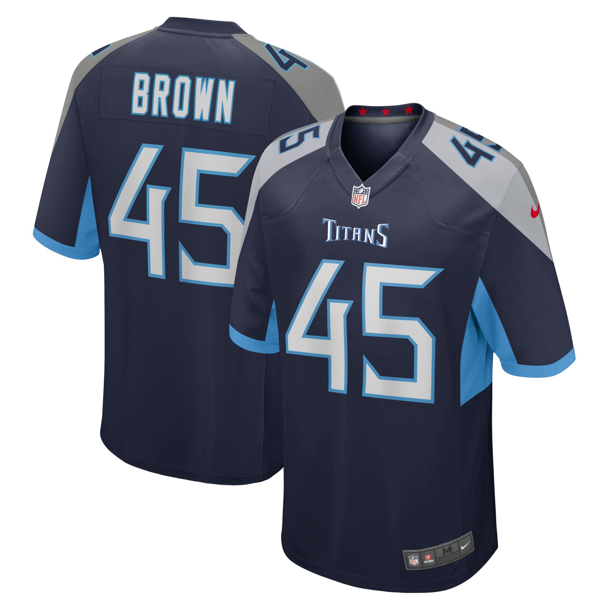 Kyron Brown Tennessee Titans  Home Game Player Jersey - Navy