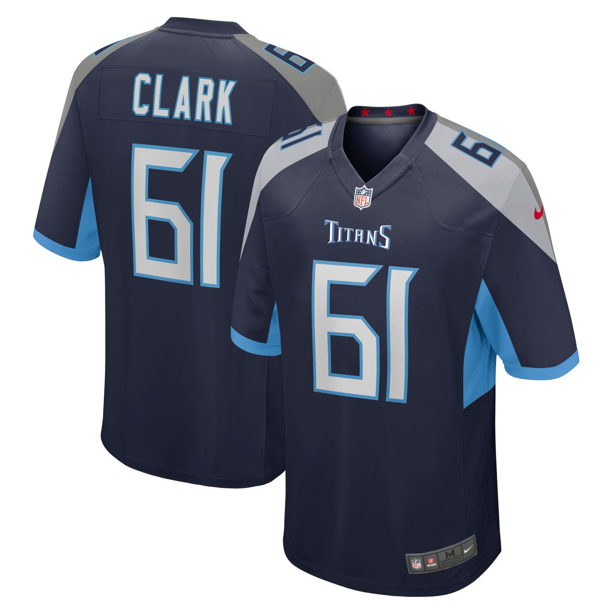 Le'Raven Clark Tennessee Titans  Home Game Player Jersey - Navy