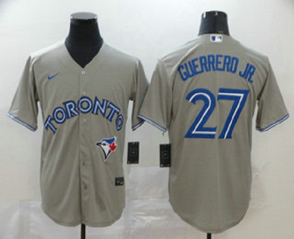 Men's Toronto Blue Jays #27 Vladimir Guerrero Jr. Gray Stitched MLB Cool Base  Jersey