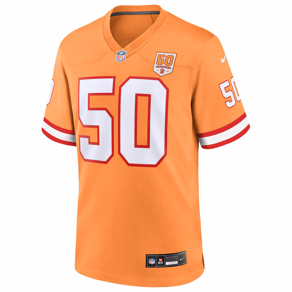 Vita Vea #50 Tampa Bay Buccaneers 50th Season Game Jersey - Creamsicle