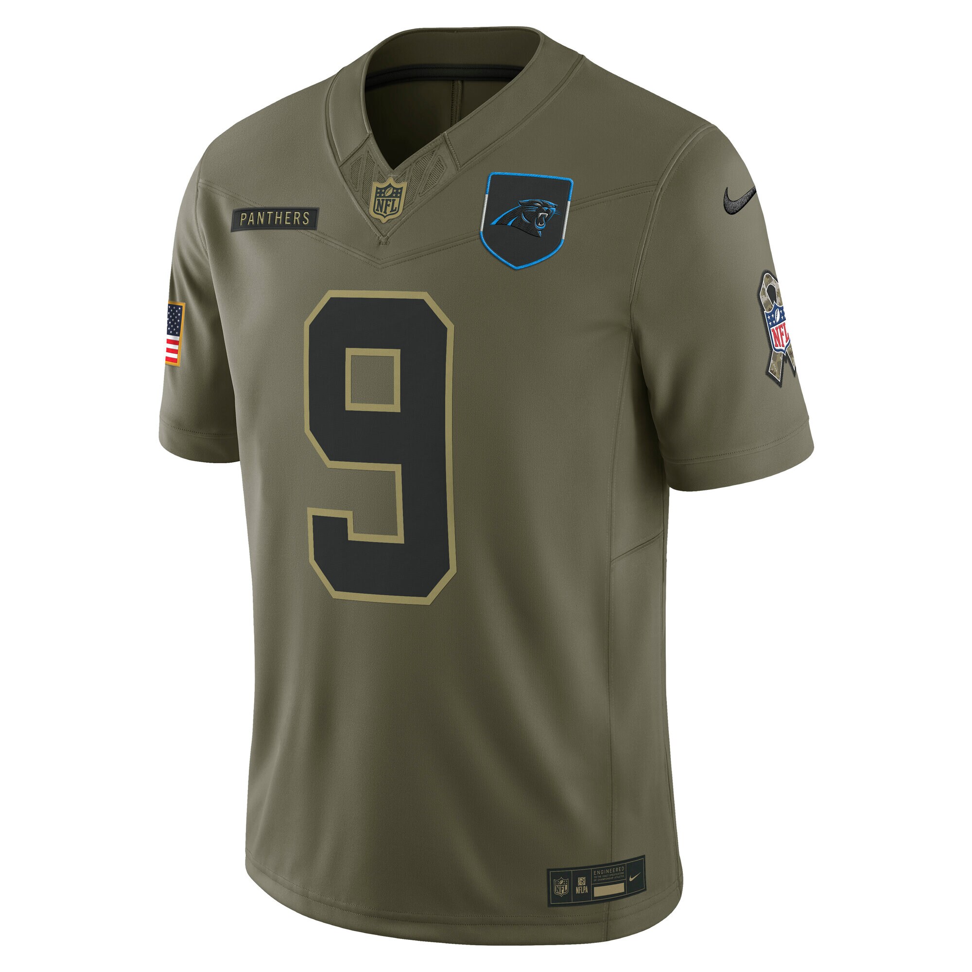 Men's Carolina Panthers Bryce Young Olive 2025 Salute to Service Limited Jersey