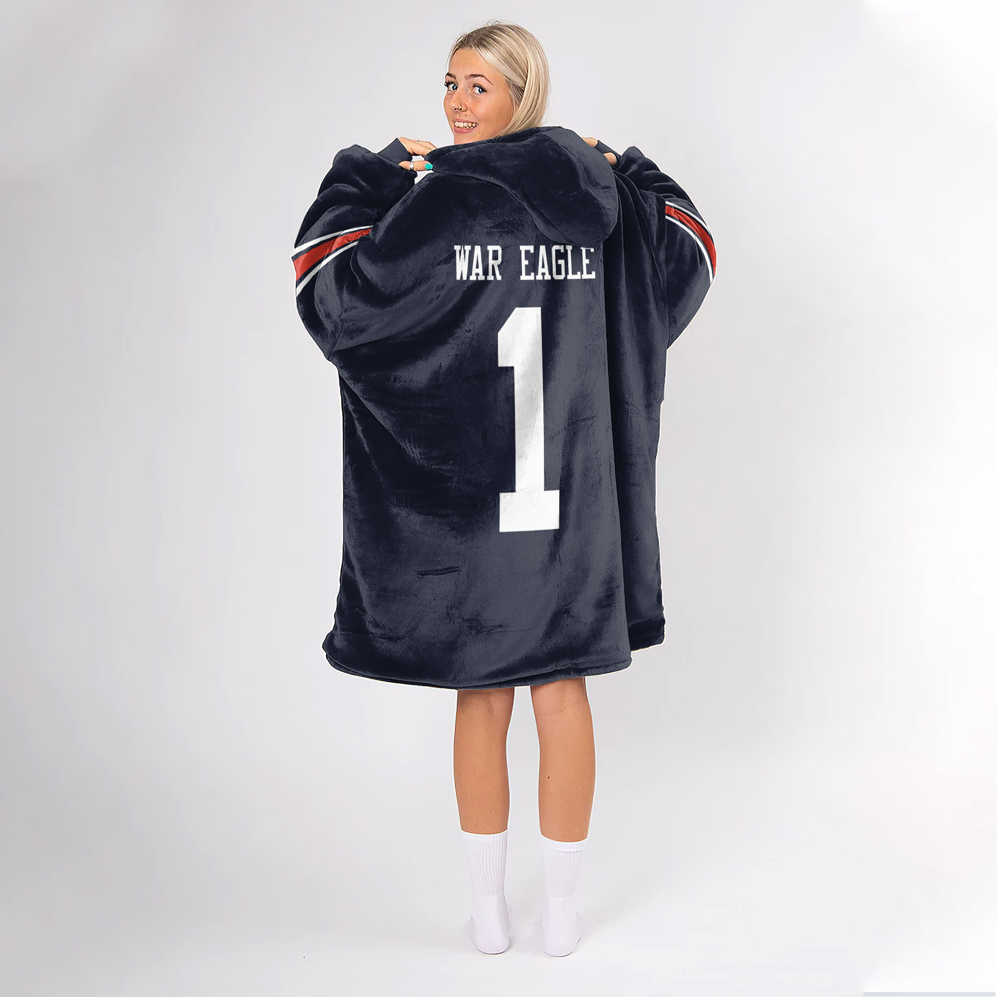 Adult #1 Auburn Football Unisex Blanket Hoodie