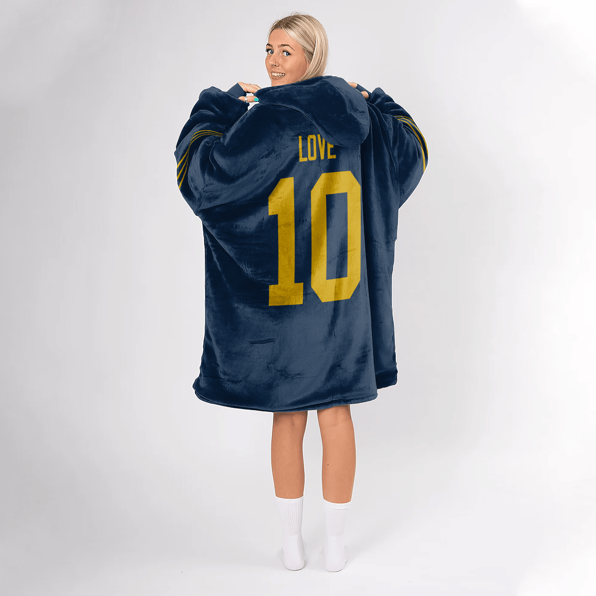 Adult J.L 10 Captain Green Bay Football Unisex Blanket Hoodie