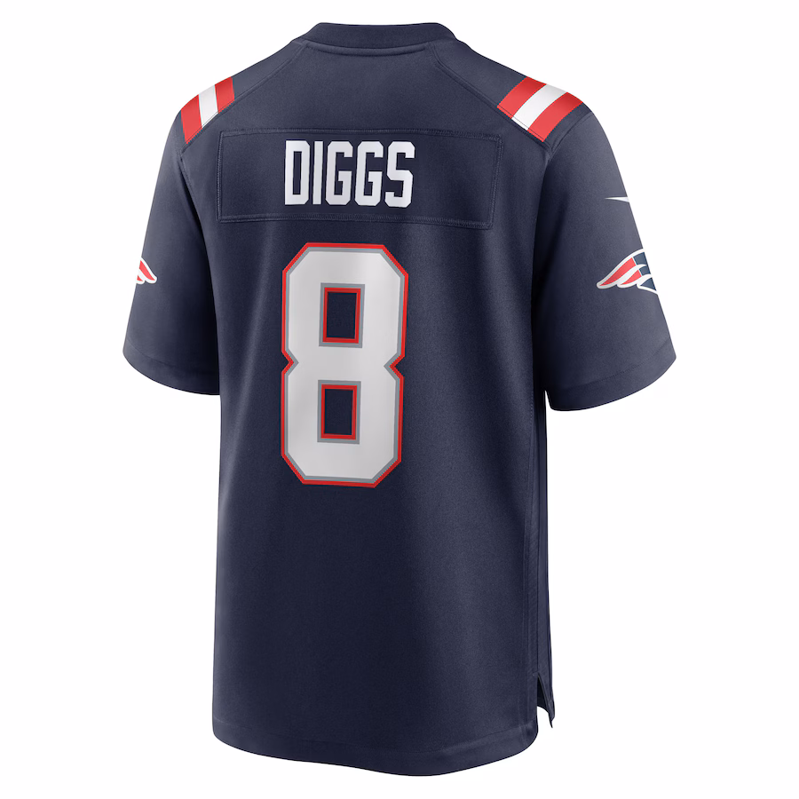 Men's New England Patriots #8 Stefon Diggs Navy Game Jersey