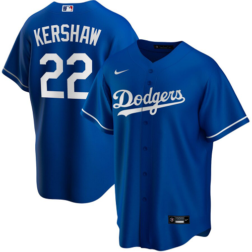 Men's  Los Angeles Dodgers #22 Clayton Kershaw  Royal Alternate 2020 MLB Jersey