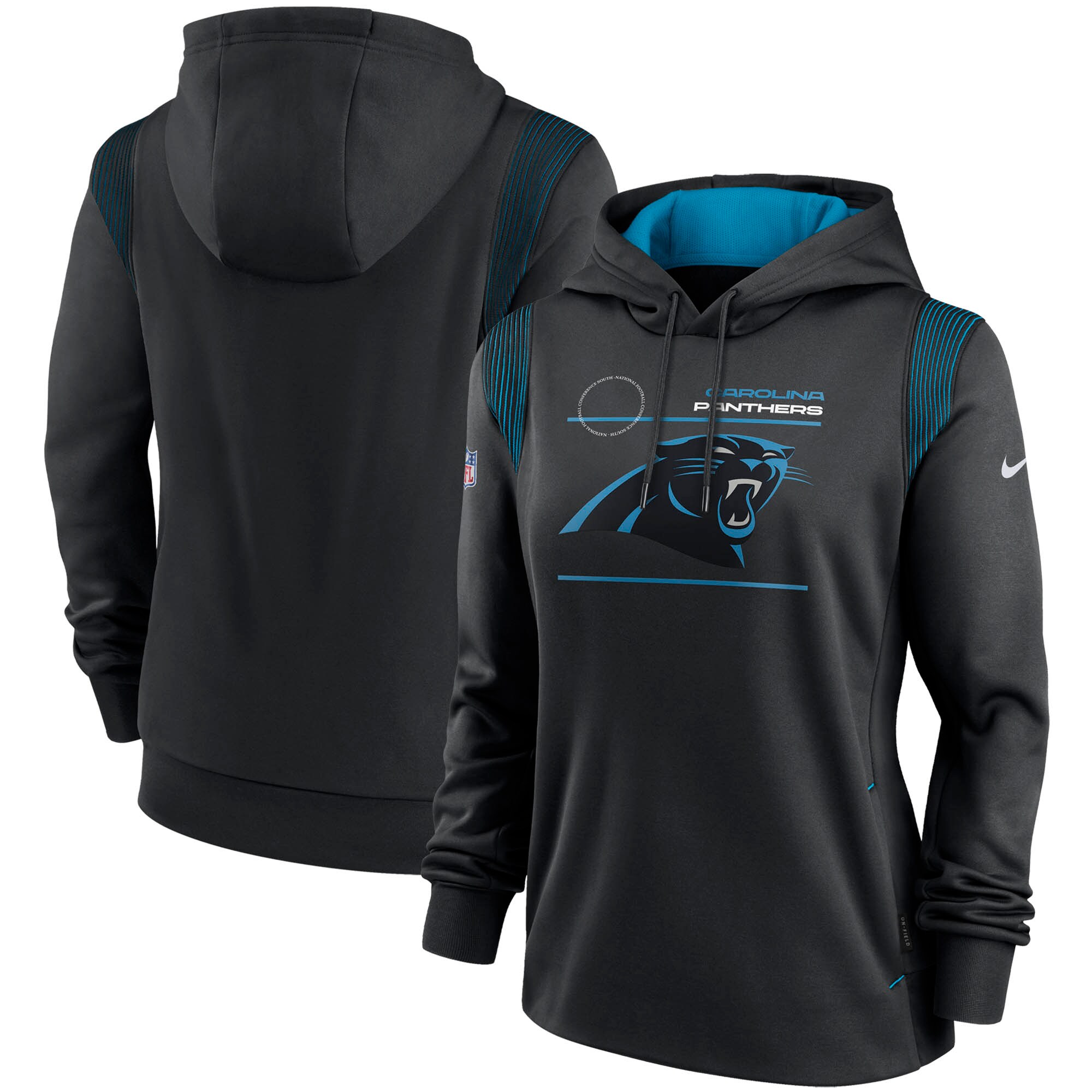 Carolina Panthers Women's Sideline Performance Pullover Hoodie - Black