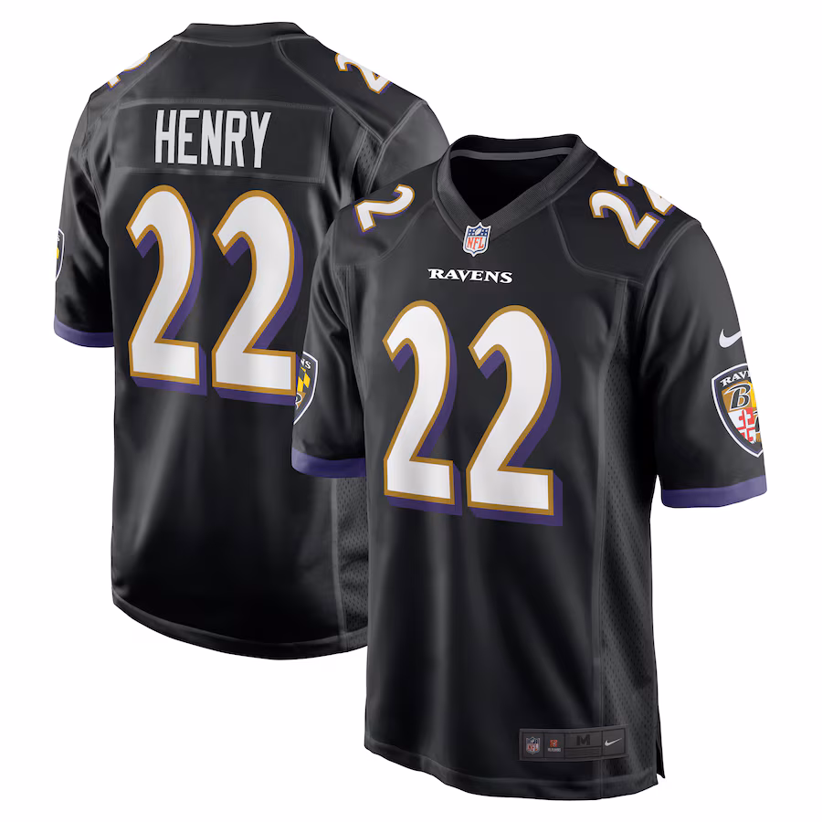 Men's Derrick Henry #22 Black Baltimore Ravens Alternate Game Jersey