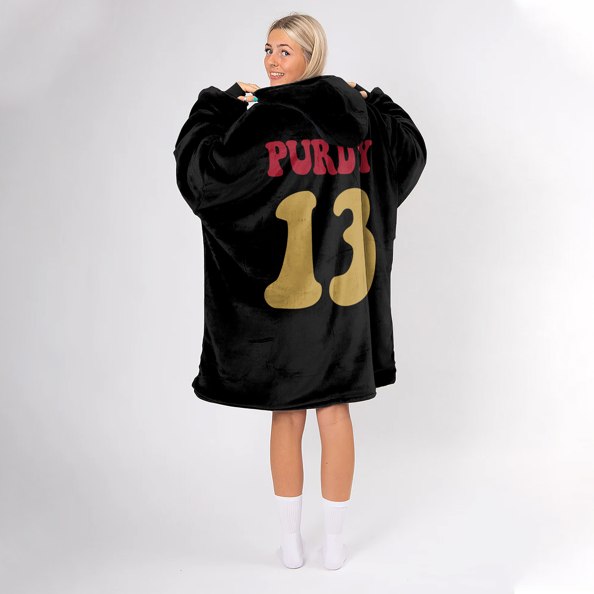 Adult Talk Purdy To Me 13 San Francisco 49ers Football Unisex Blanket Hoodie