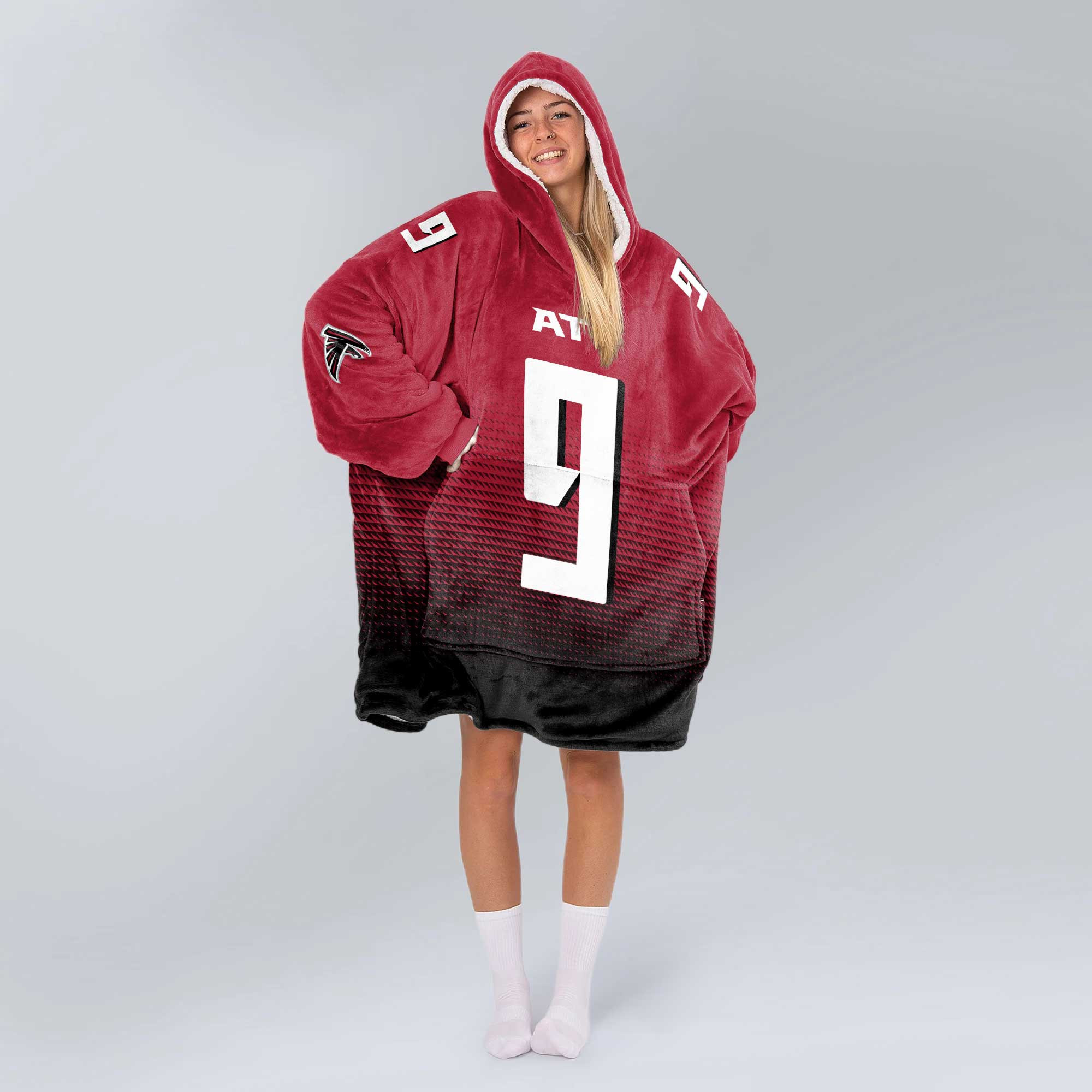 Adult 9 Atlanta Football Unisex Blanket Hoodie