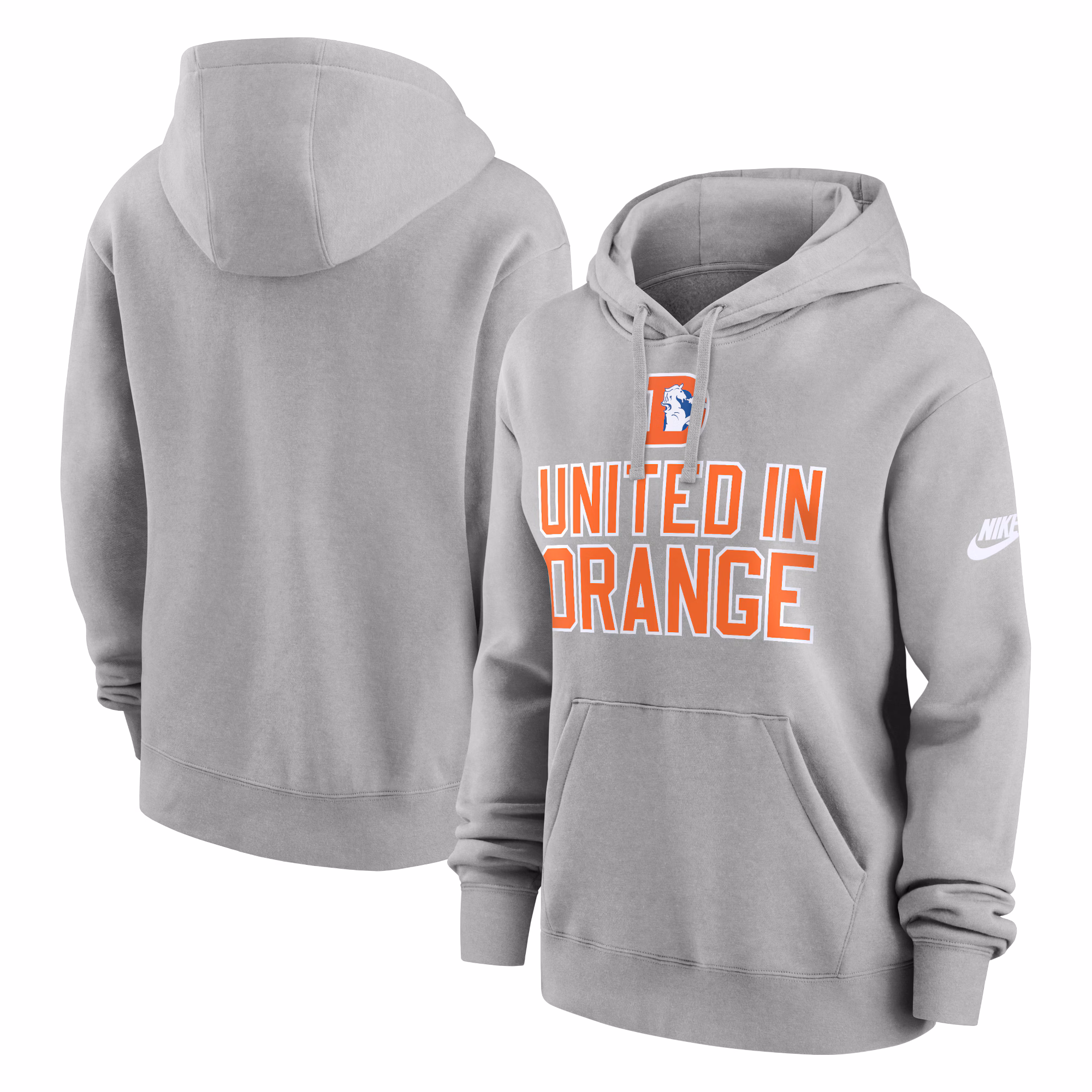 Denver Broncos Women's Club Logo Pullover Hoodie - Heather Gray