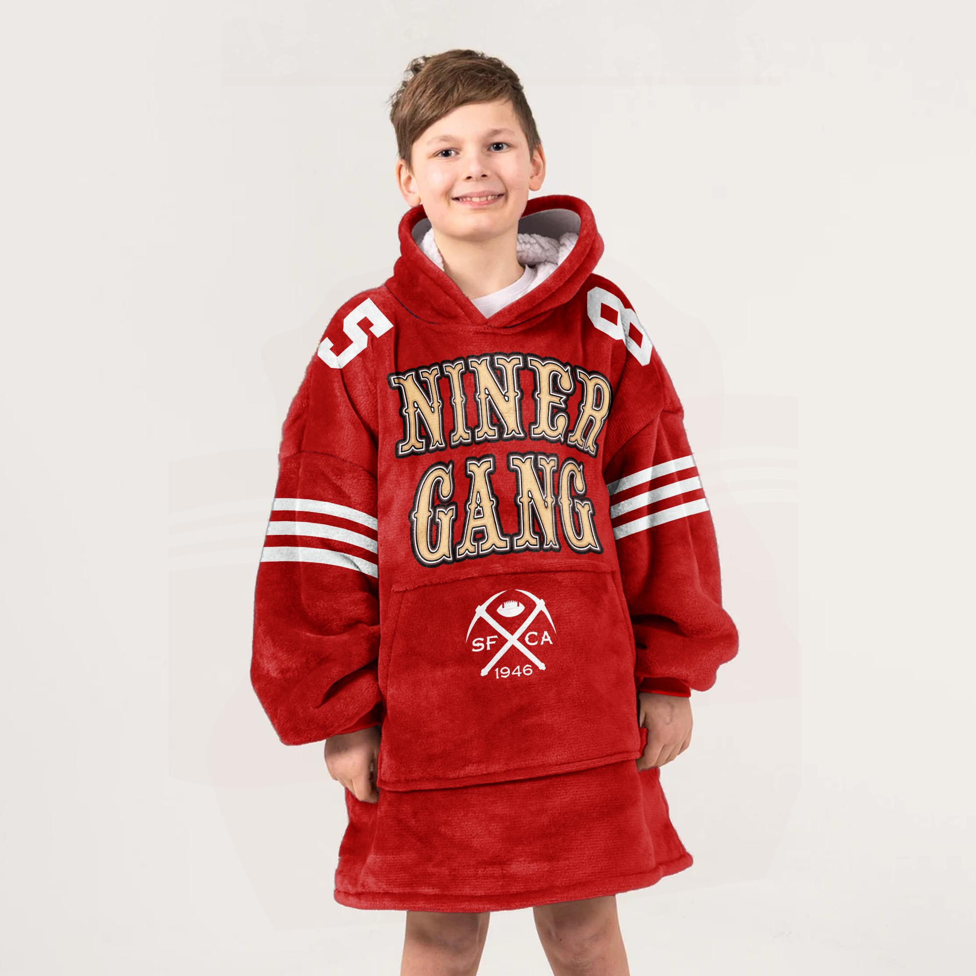 Adult San Francisco 49ers No 85 Football Unisex Blanket Hoodie