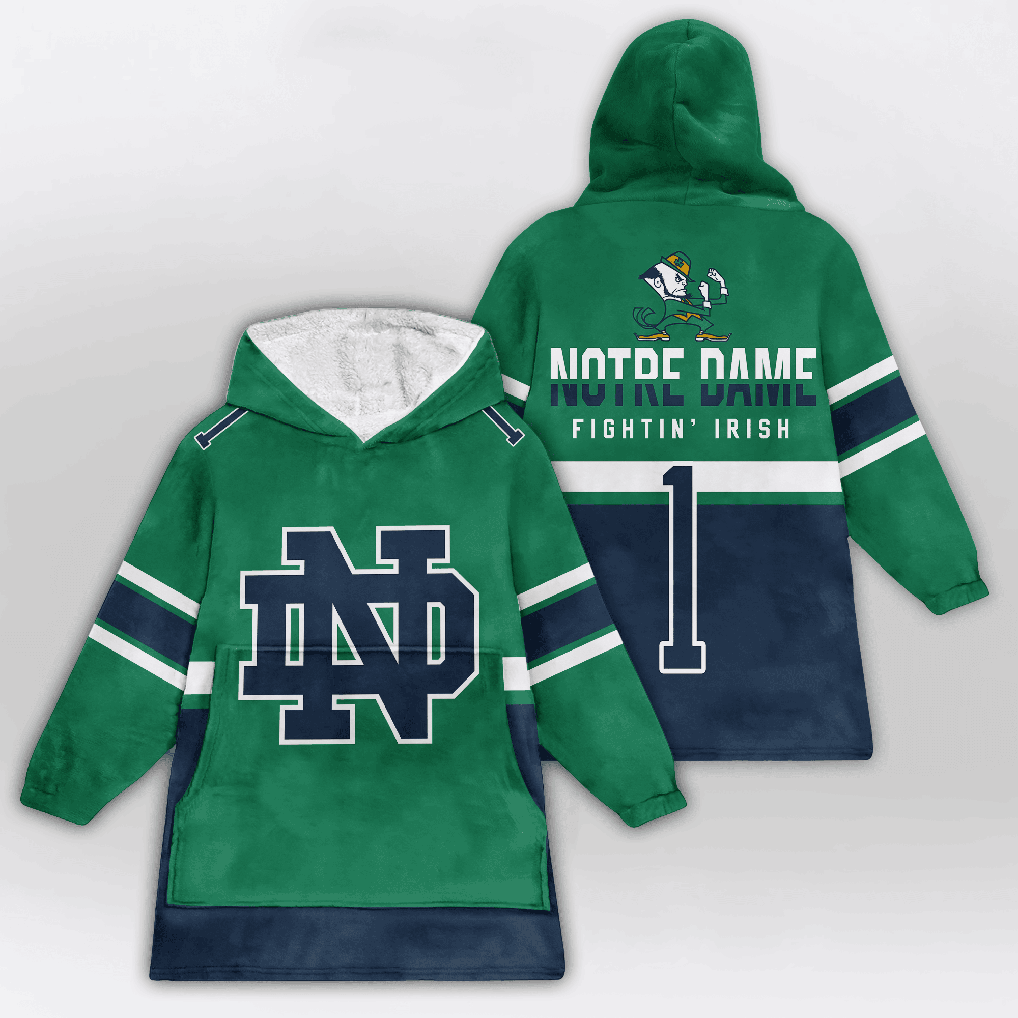 Kid 1 Notre Dame Football Unisex Blanket Hoodie