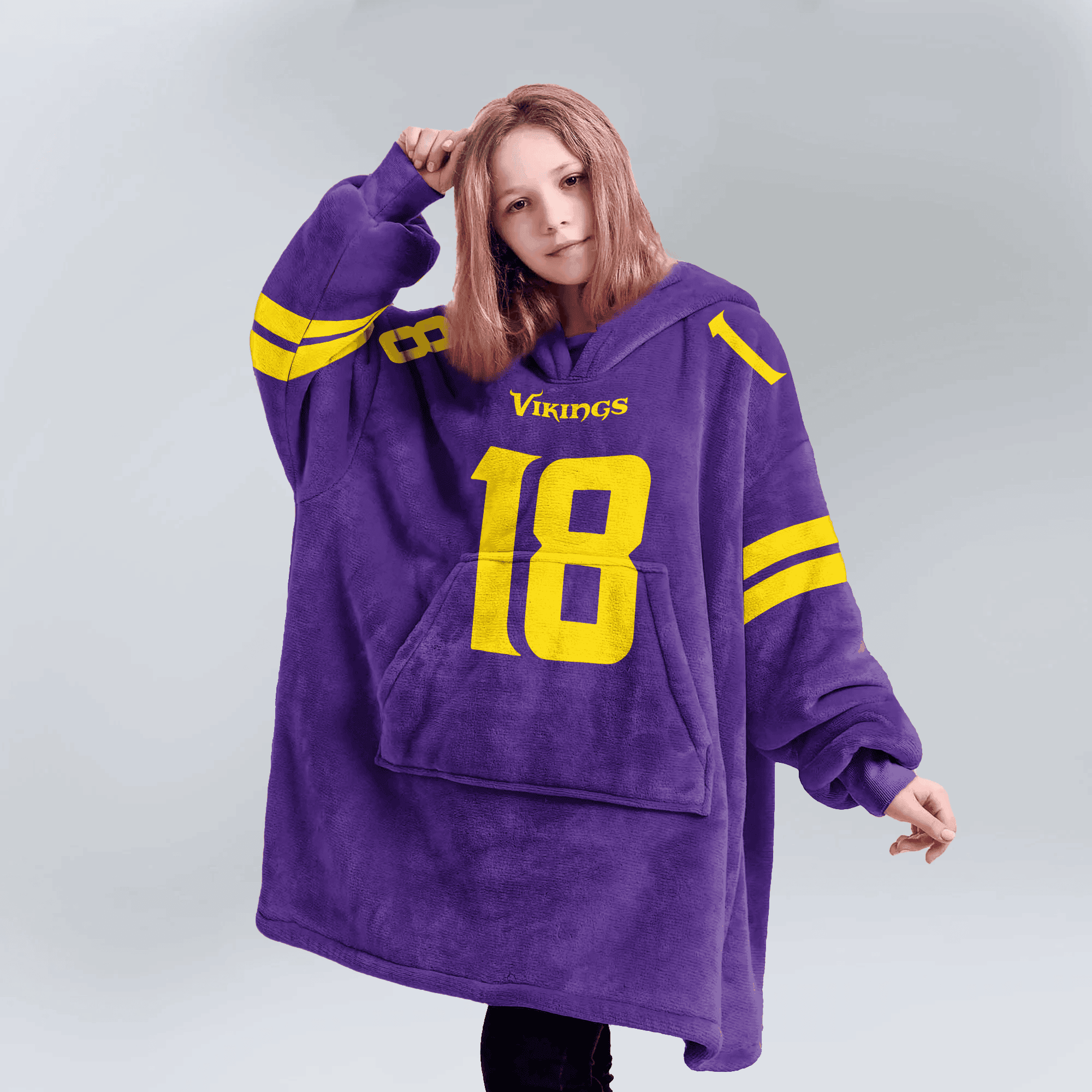 Adult 18 Minnesota Football Unisex Blanket Hoodie