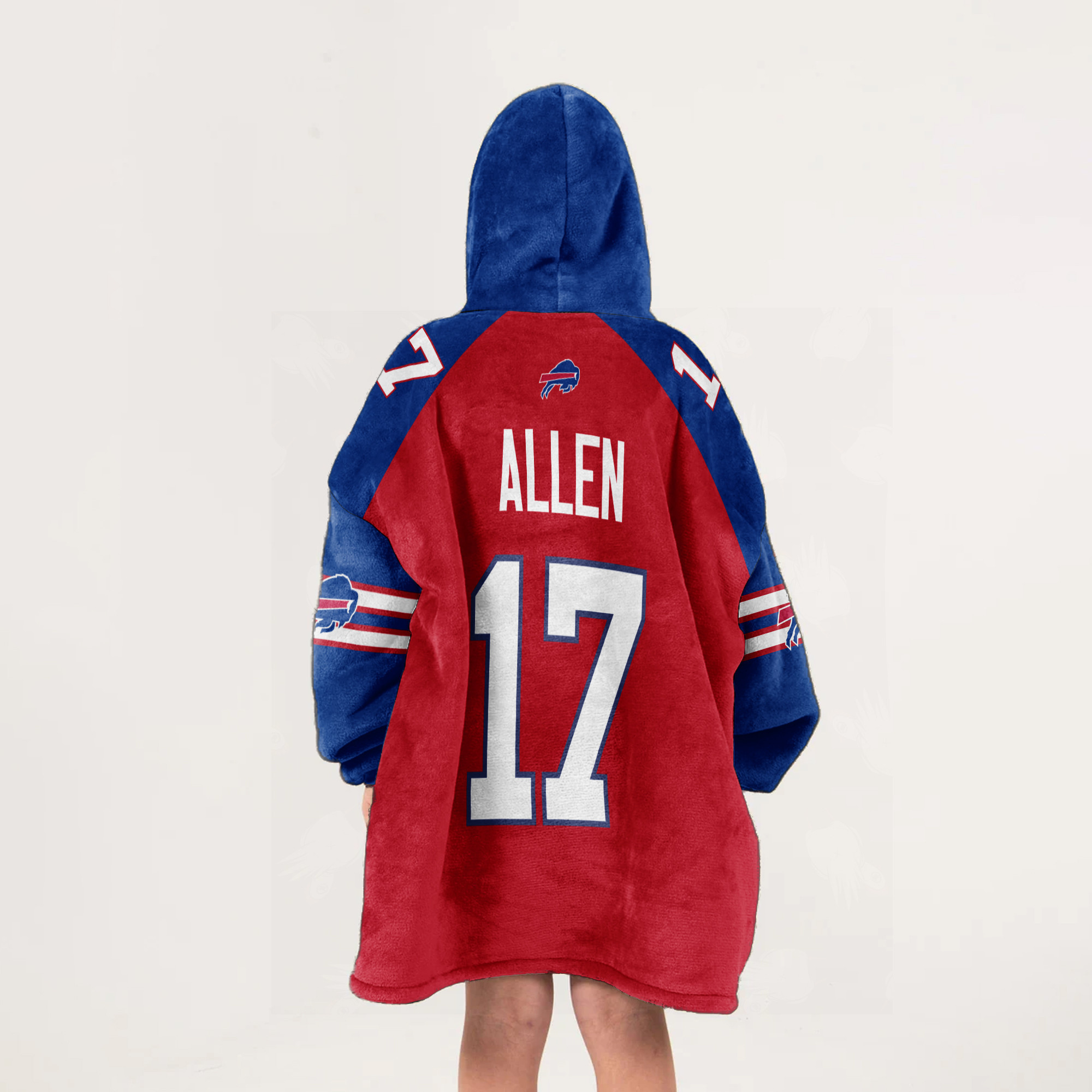 Adult 17 Buffalo Football Unisex Blanket Hoodie
