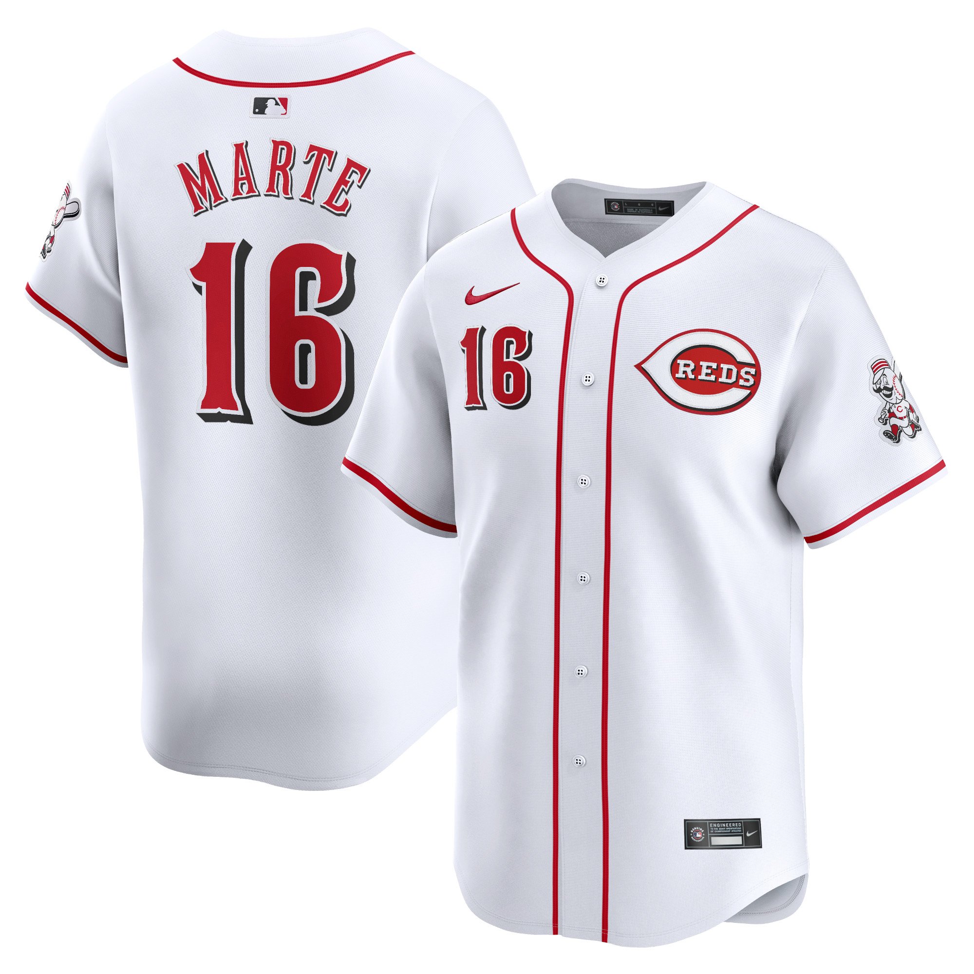 Men's Cincinnati Reds Noelvi Marte  White Home Limited Player Jersey