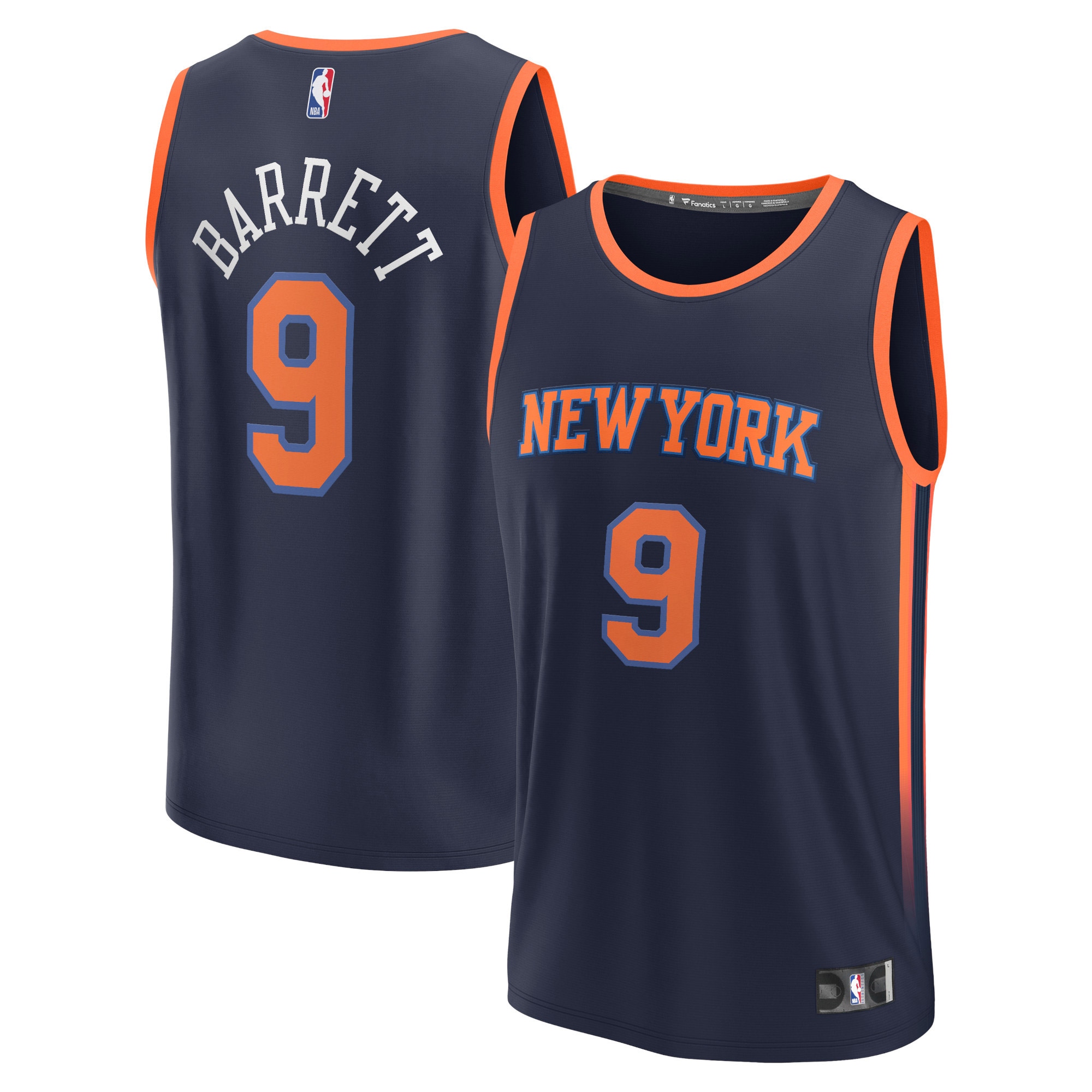 RJ Barrett New York Knicks  Fast Break Replica Player Jersey - Statement Edition - Navy