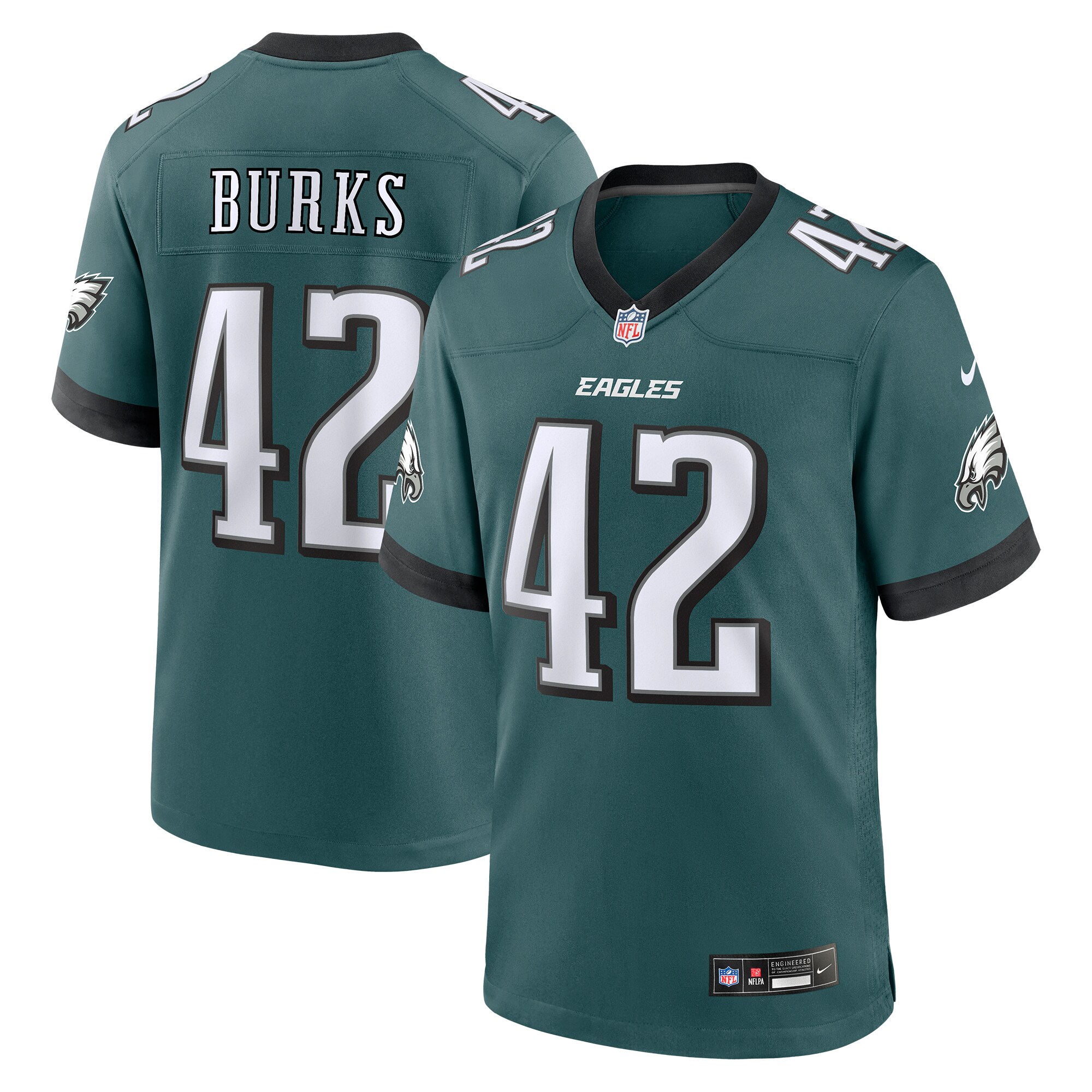 Oren Burks Philadelphia Eagles  Game Jersey - Midnight Green