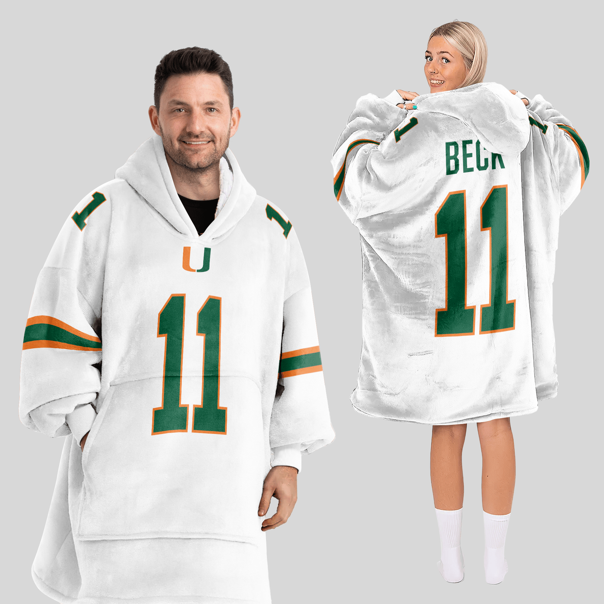 Adult C.B 11 Miami Football Unisex Blanket Hoodie