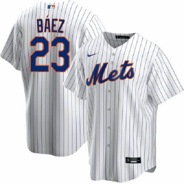 Men's New York Mets #23 Javier Baez White Stitched MLB Cool Base  Jersey