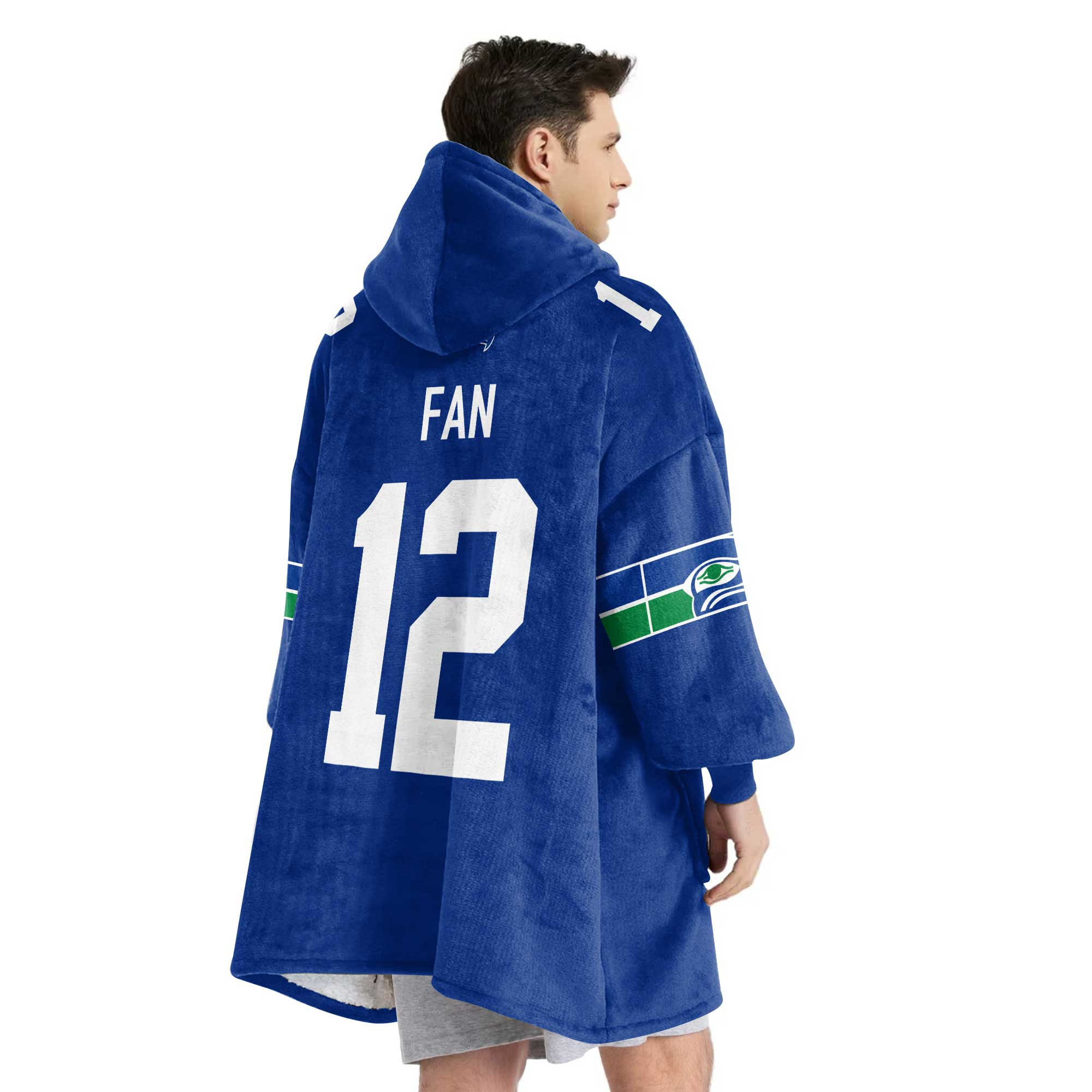 Adult 12 Seattle Football Unisex Blanket Hoodie