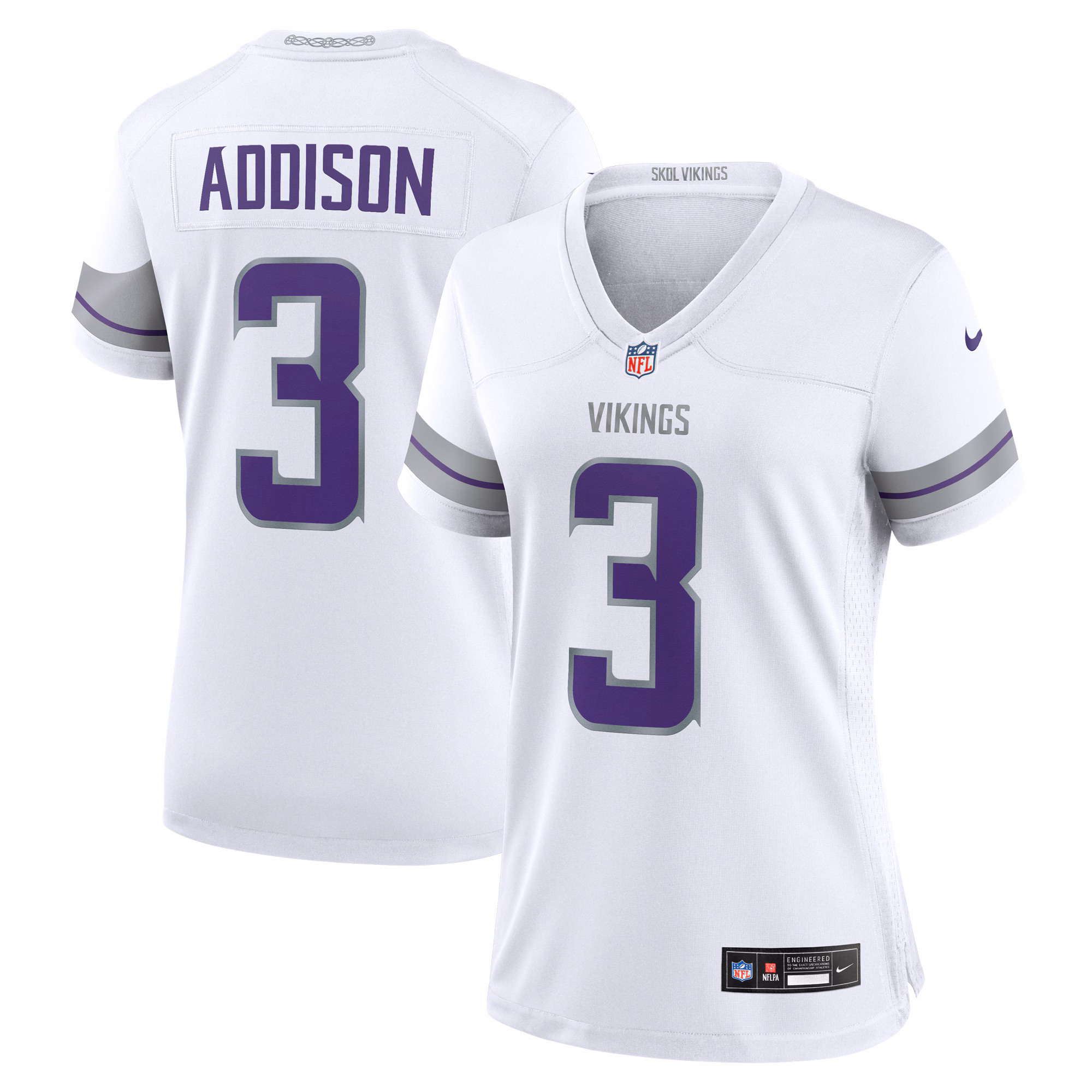 Addison Minnesota Vikings Women's Alternate Game Player Jersey - White