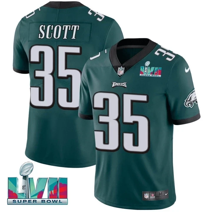 Men's Boston Scott #35 Players Limited Jersey Super Bowl LVII Patch-Green & Black & White