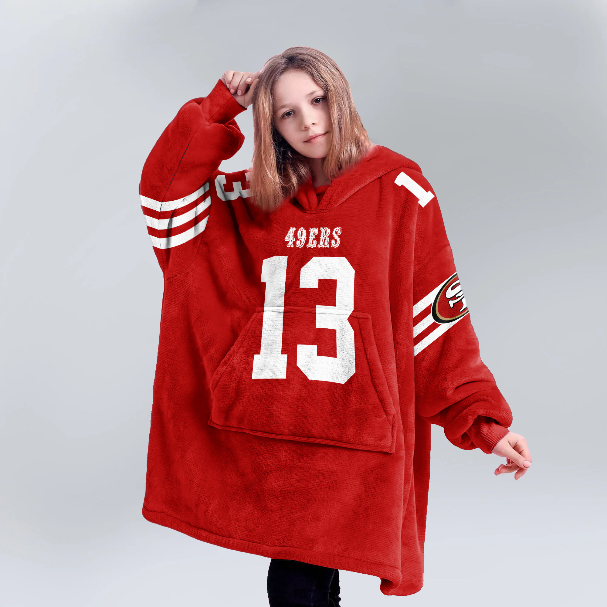 Adult B.P. 13 San Francisco 49ers Football Unisex Blanket Hoodie