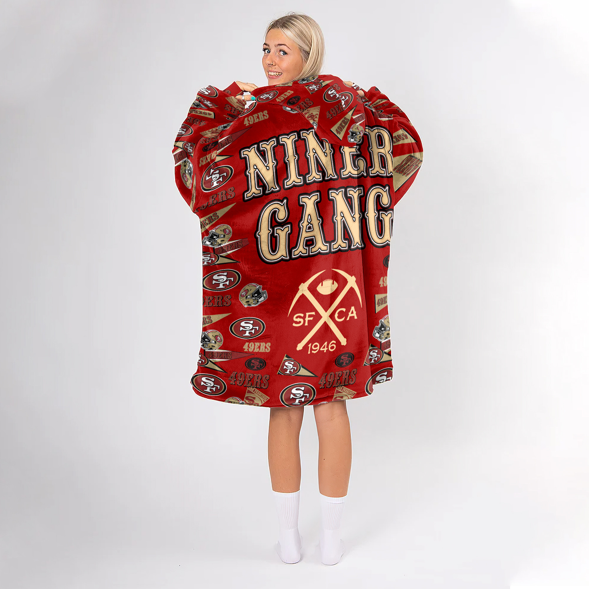 Adult San Francisco 49ers Football Unisex Blanket Hoodie