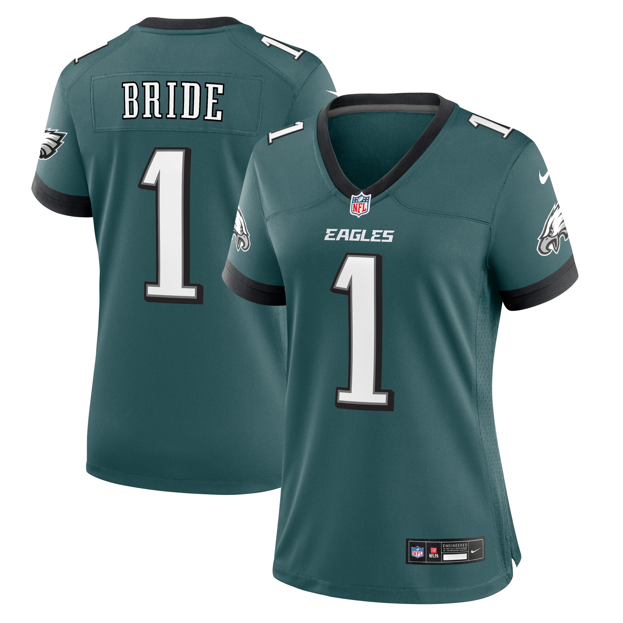 Number 1 Bride Philadelphia Eagles Women's Game Jersey - Midnight Green