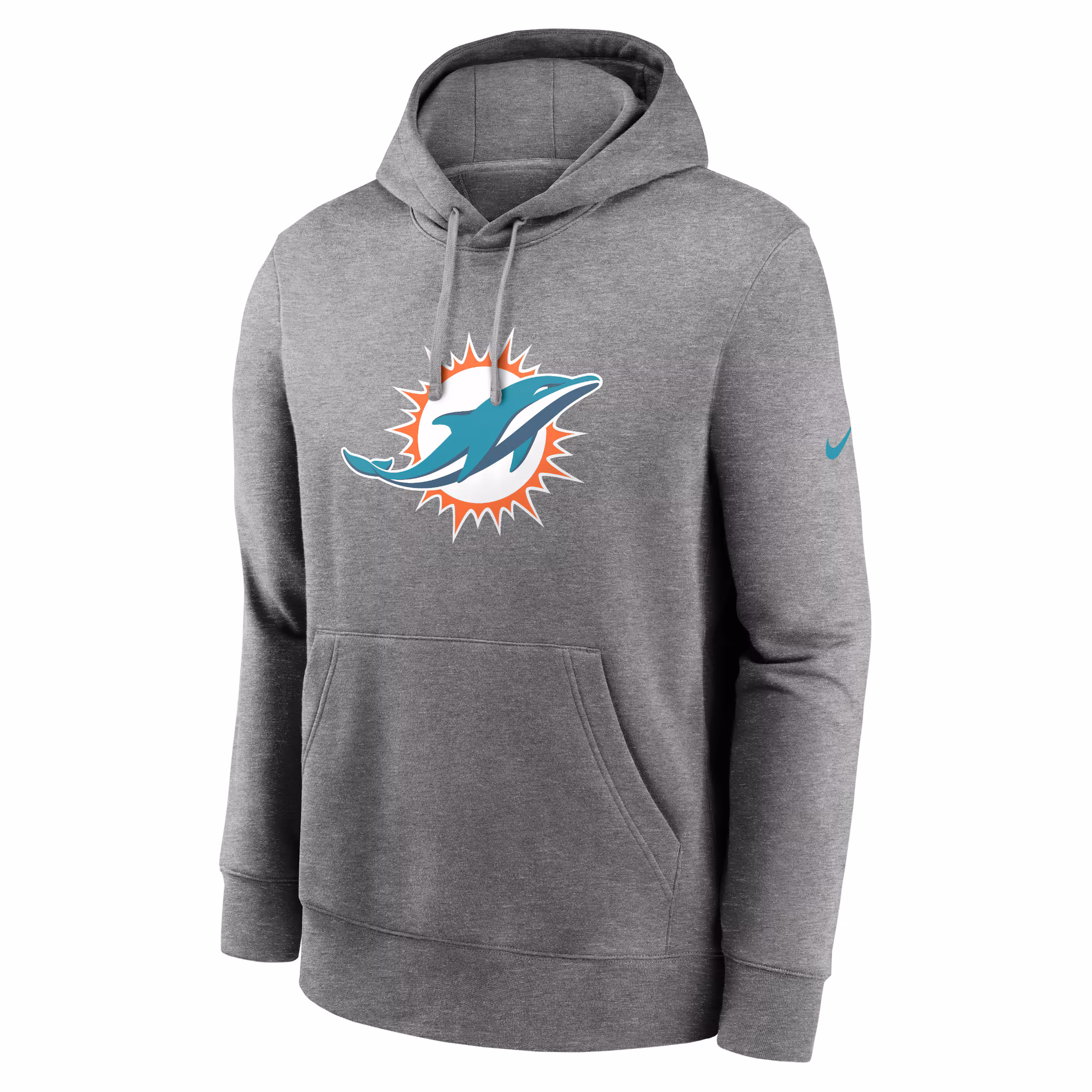 Miami Dolphins Club Logo Pullover Hoodie - Heather Gray