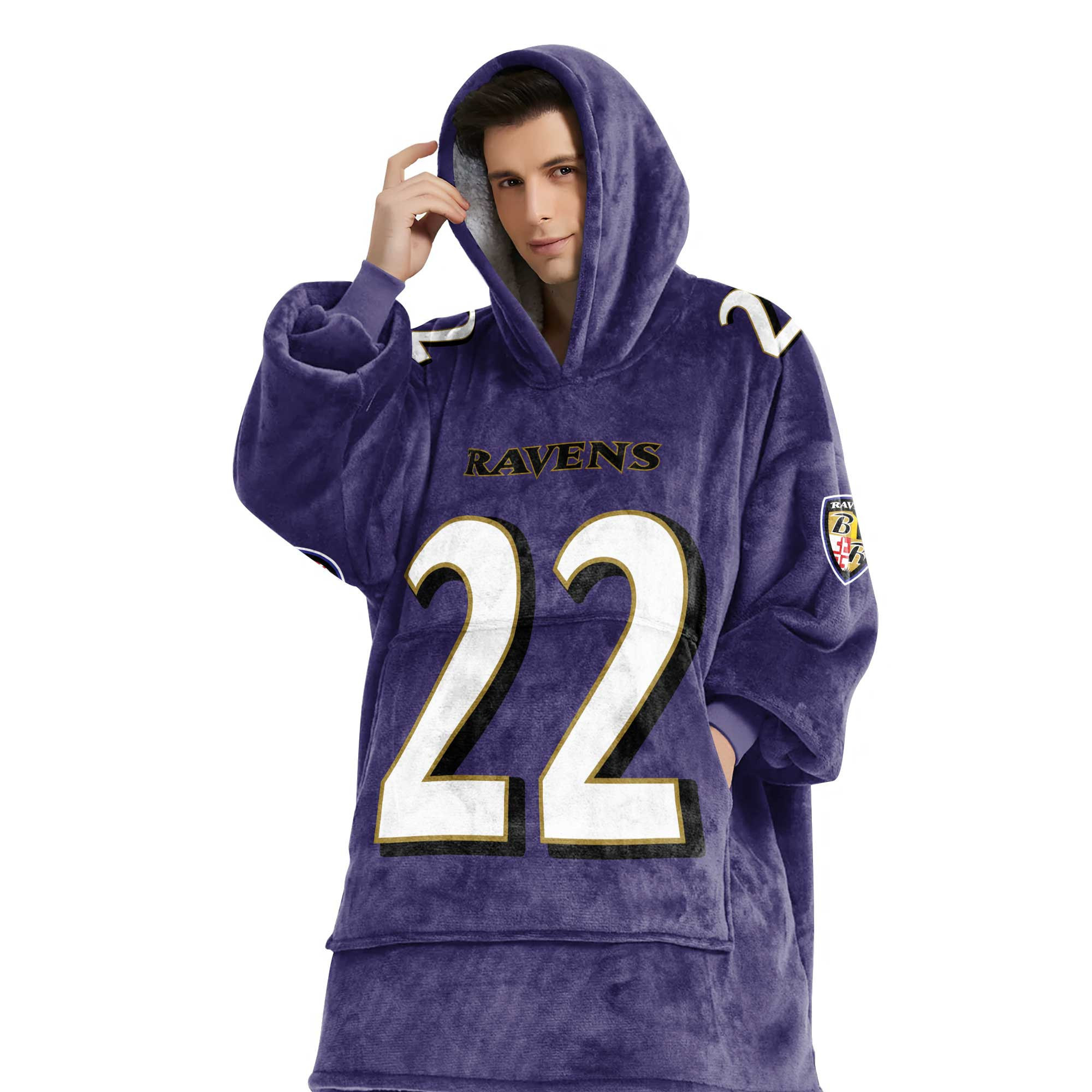 Adult 22 Baltimore Football Unisex Blanket Hoodie