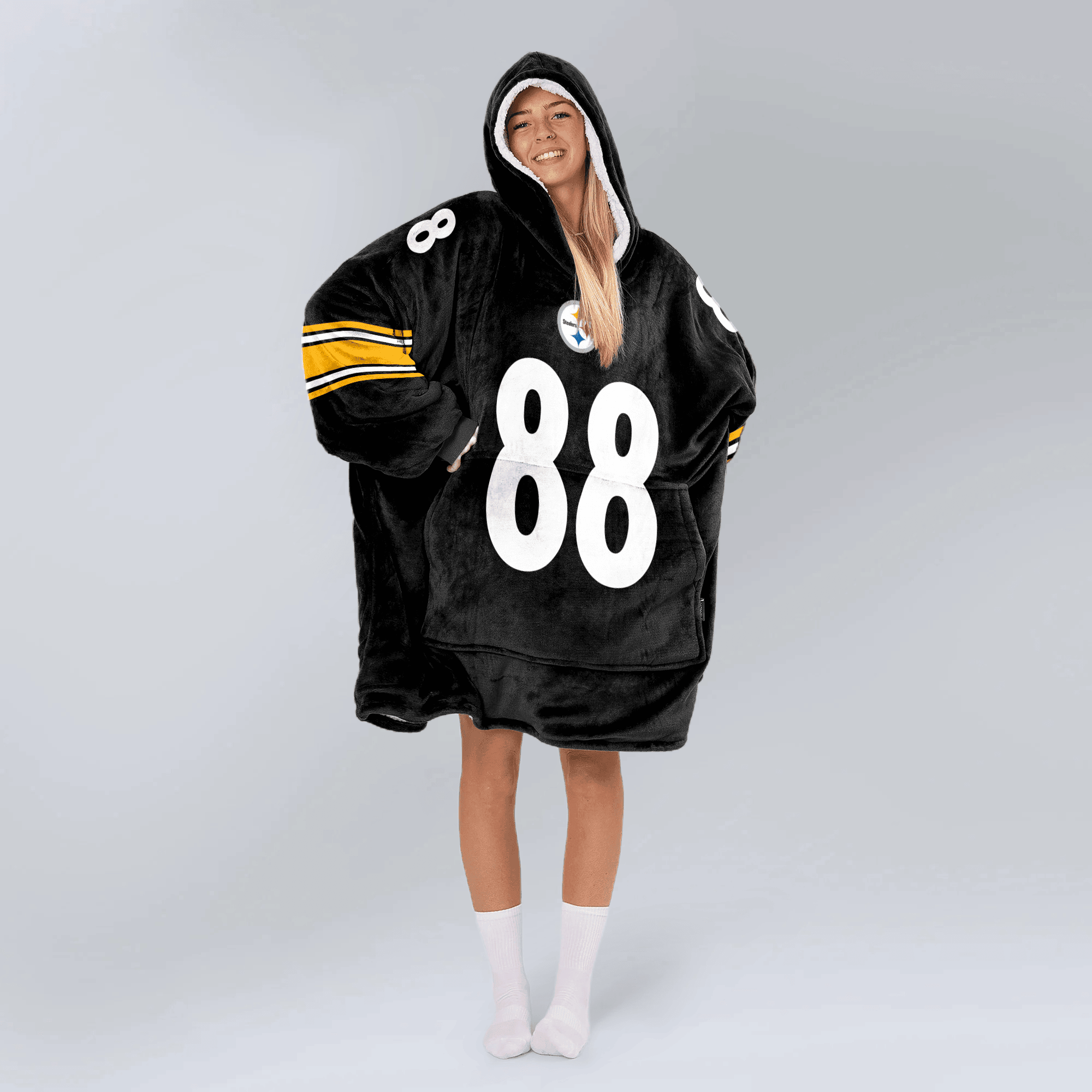 Adult 88 Pittsburgh Football Unisex Blanket Hoodie
