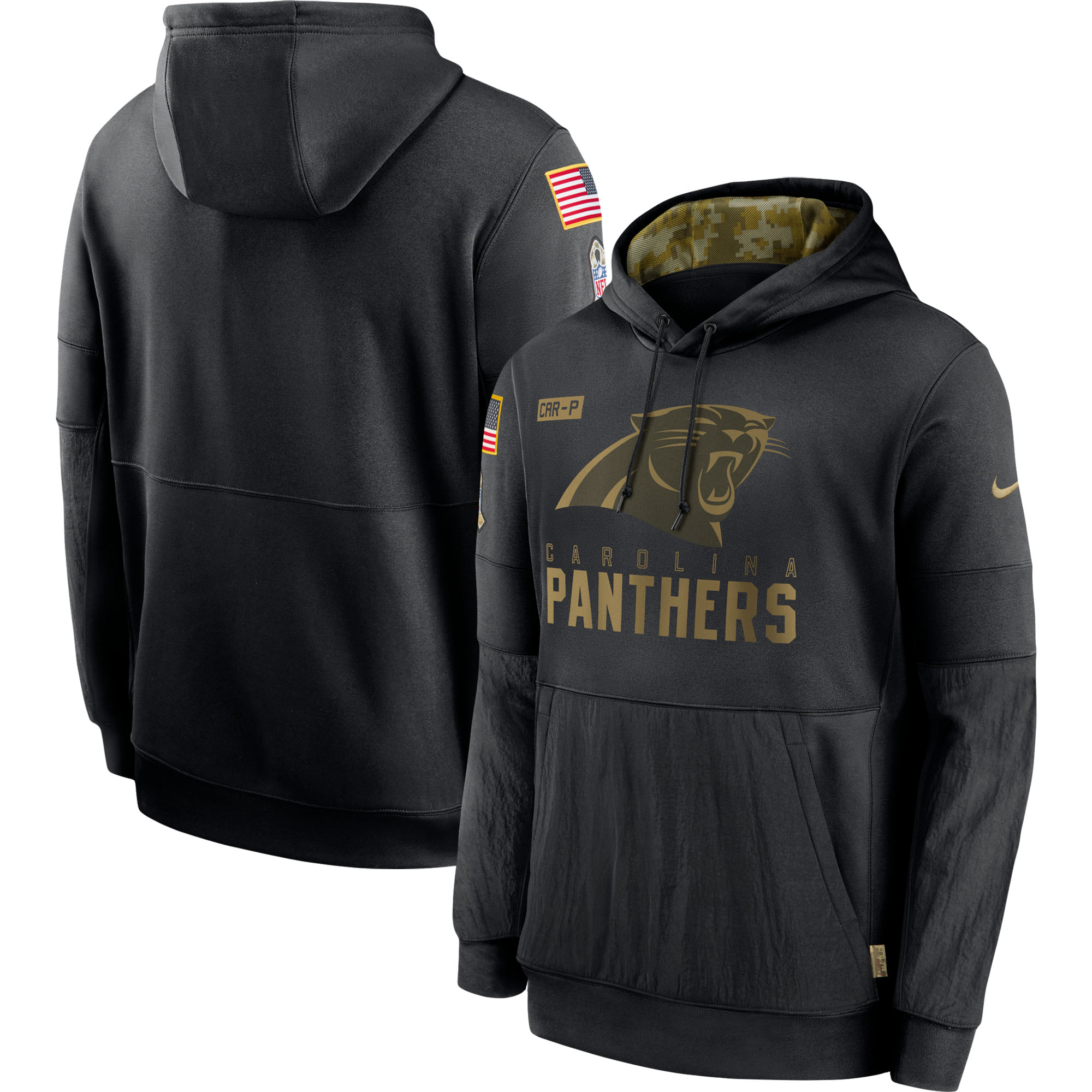 Carolina Panthers 2020 Salute to Service Sideline Performance Pullover Hoodie - Black