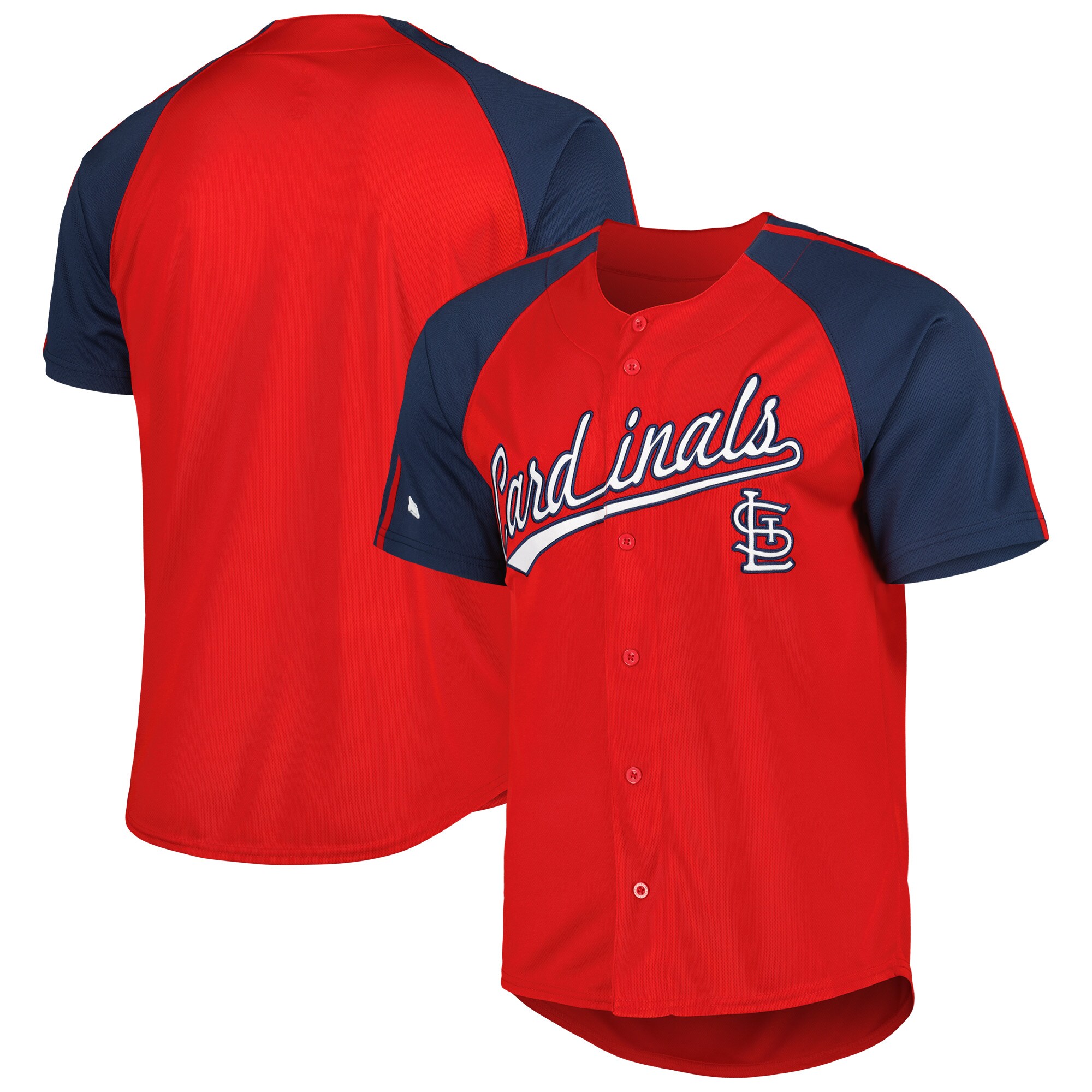 St.Louis Cardinals  Button-Down Raglan Fashion Jersey - Red