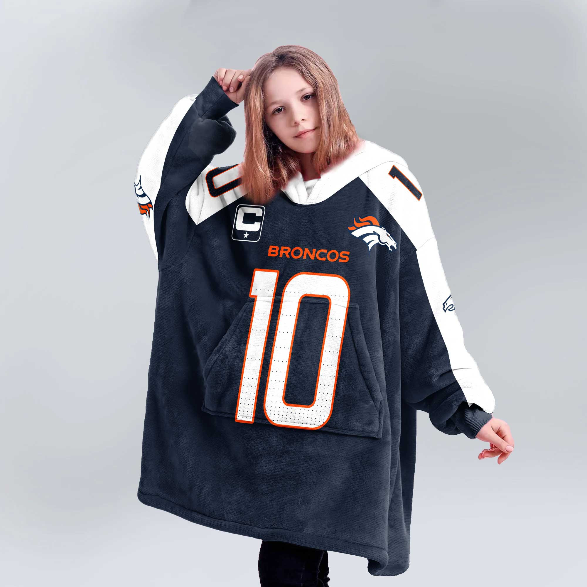 Adult 10 Denver Football Unisex Blanket Hoodie