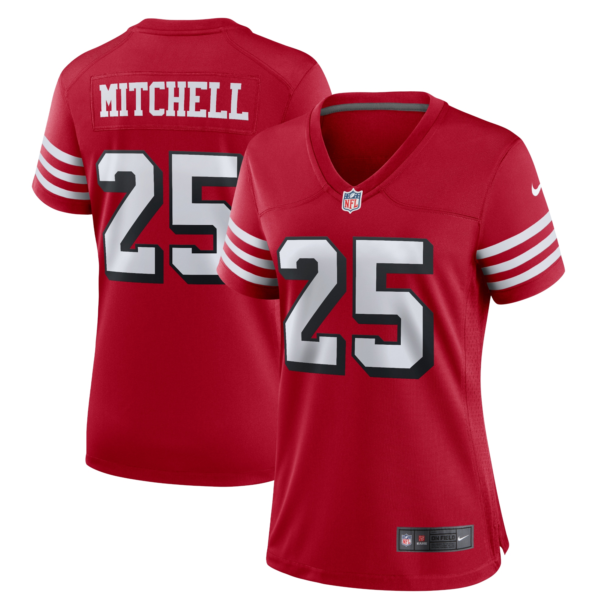 Elijah Mitchell San Francisco 49ers Women's Alternate Team Game Jersey - Scarlet