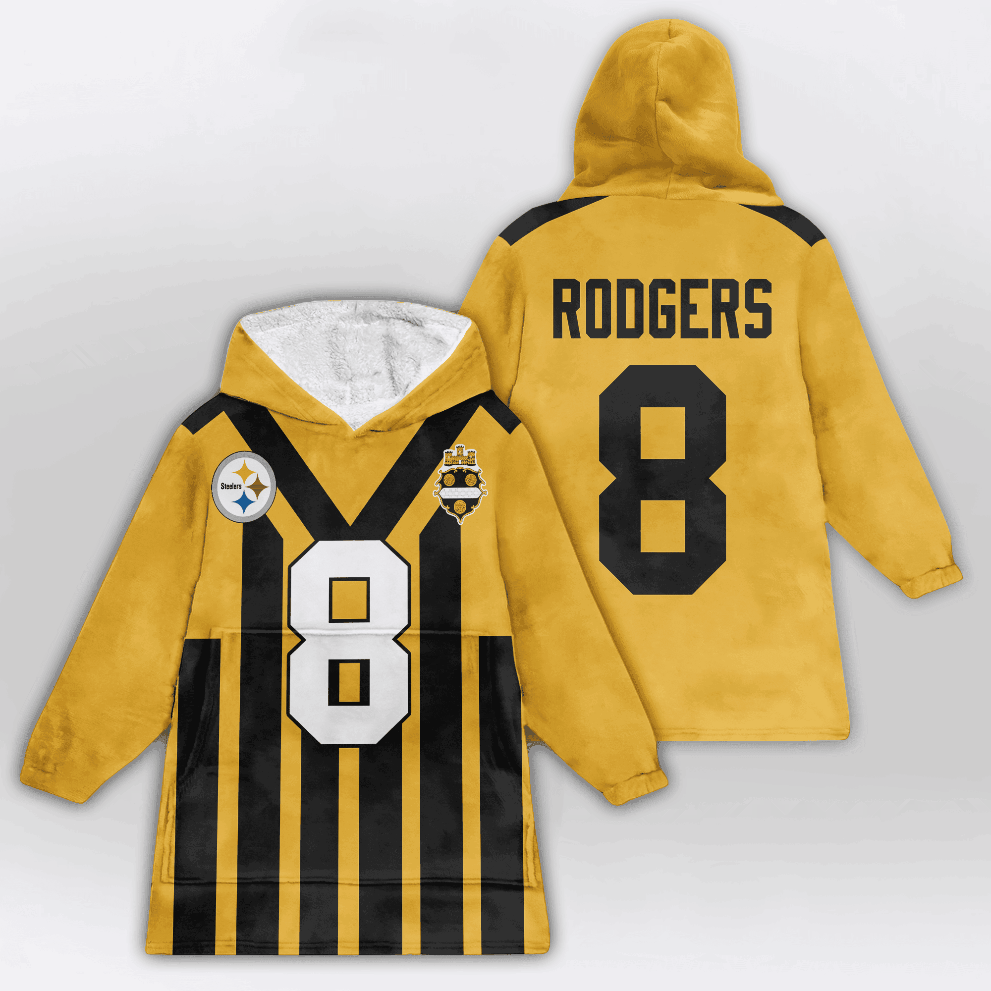 Kid 8 Pittsburgh Football Unisex Blanket Hoodie