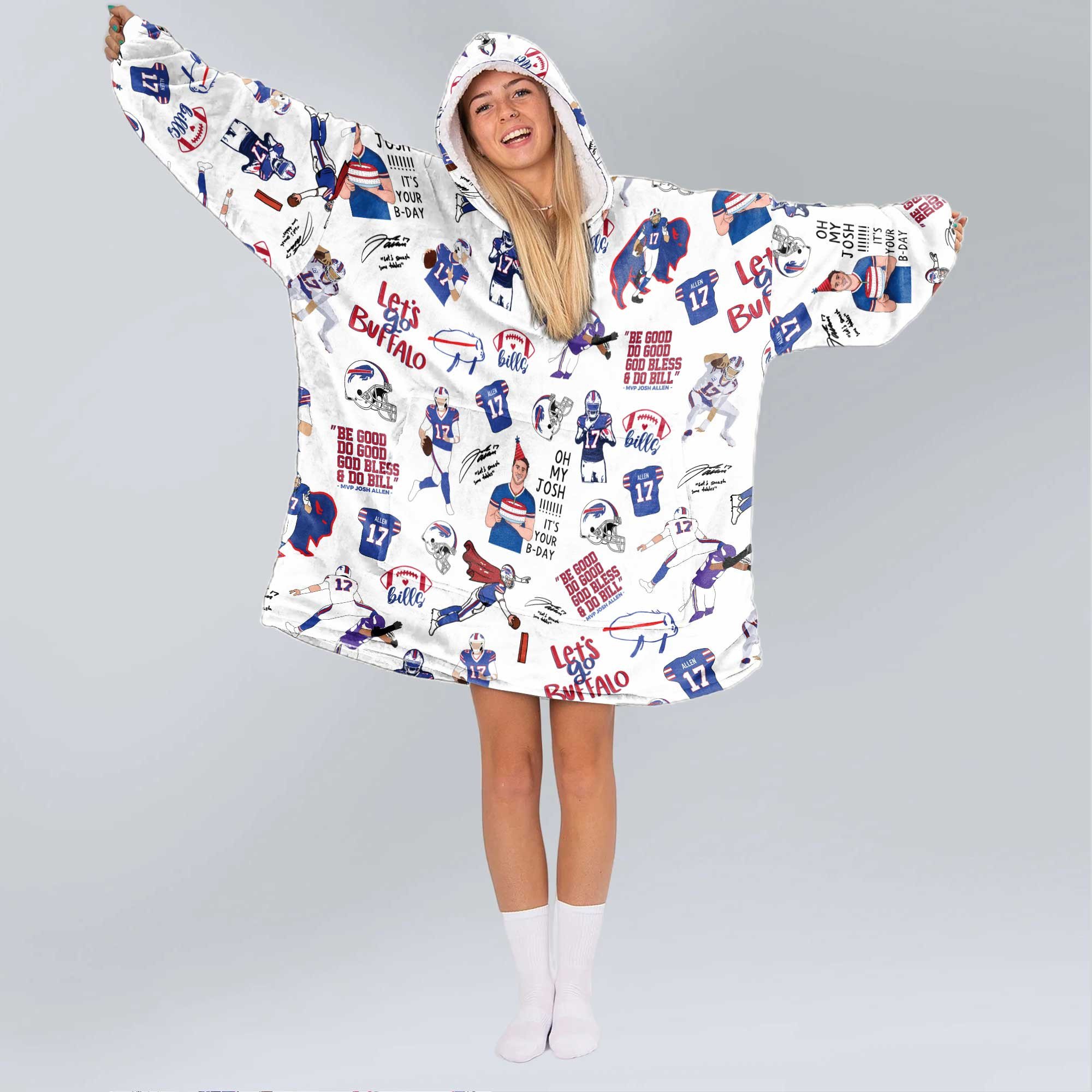Pattern J.A 17 Buffalo Football Unisex Blanket Hoodie
