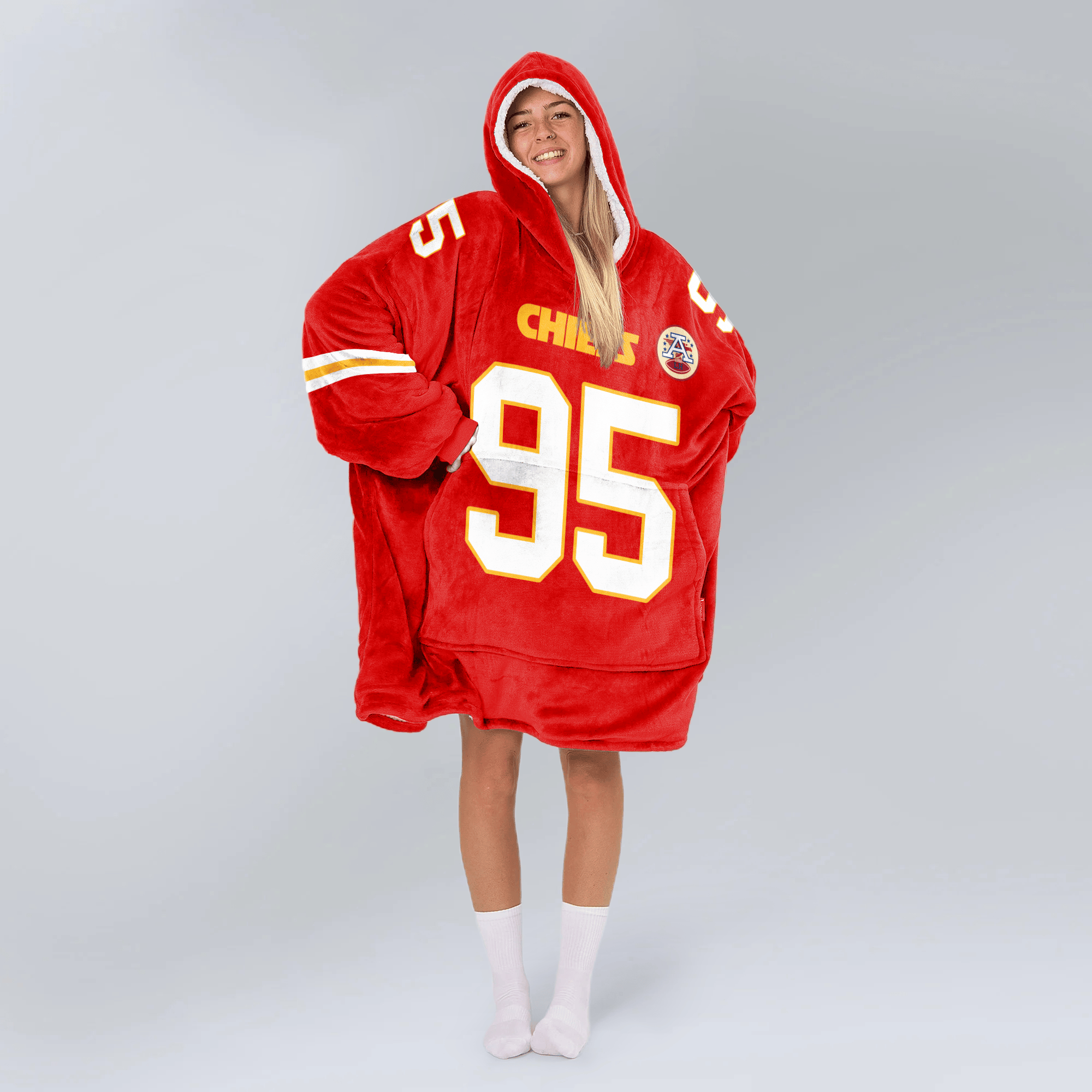 Adult C.J 95 Kansas City Football Unisex Blanket Hoodie