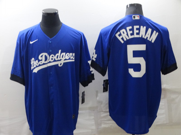 Men's  Los Angeles Dodgers #5 Freddie Freeman Royal City Connect Cool Base MLB Jersey