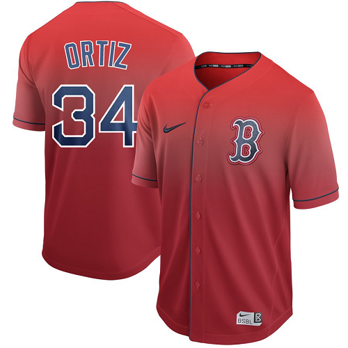 Men's  Boston Red Sox #34 David Ortiz Red Fade MLB Jersey