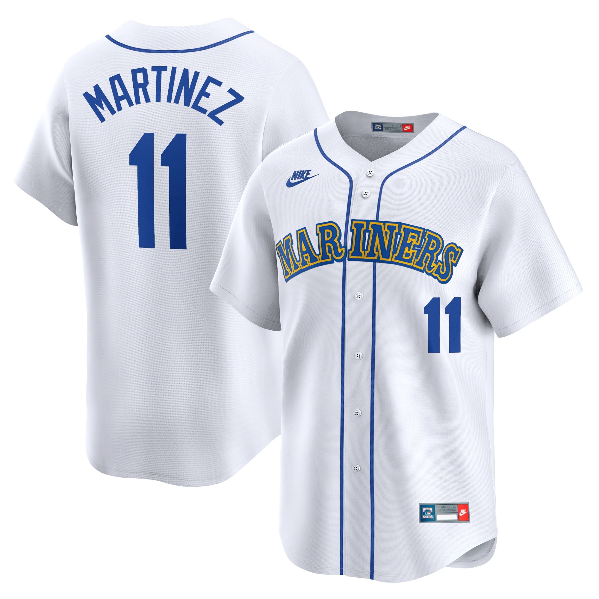 Men's Seattle Mariners Edgar Martinez  White Throwback Cooperstown Limited Jersey