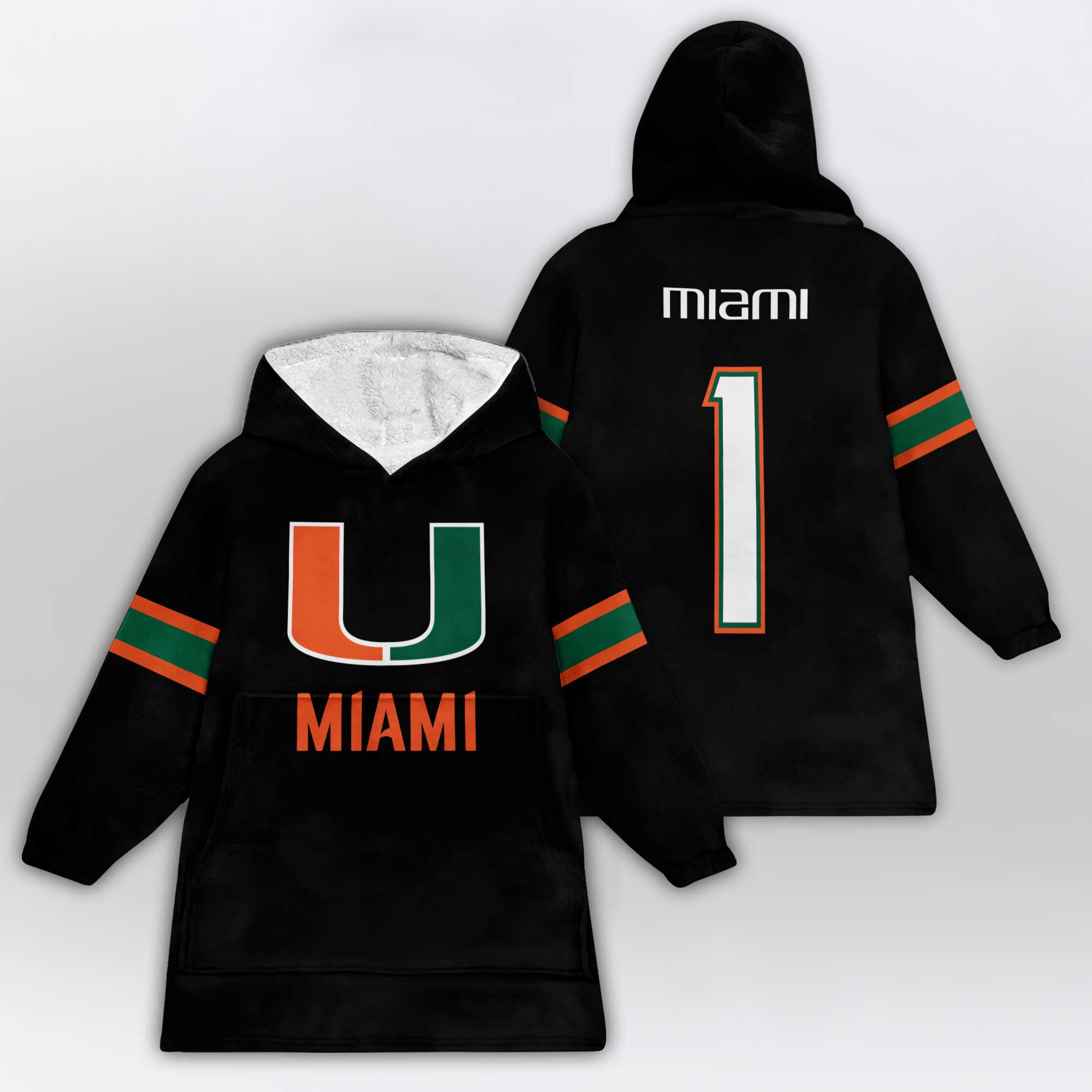 Adult #1 Miami Football Unisex Blanket Hoodie
